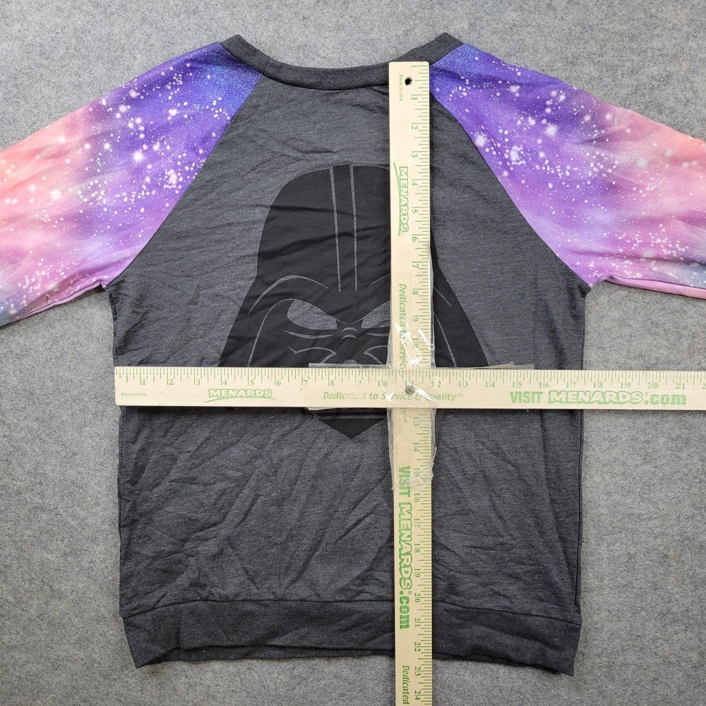 Star Wars Sweatshirt Womens Small Multicolor‎ Galaxy Darth Vader Raglan Pullover - Picture 4 of 6